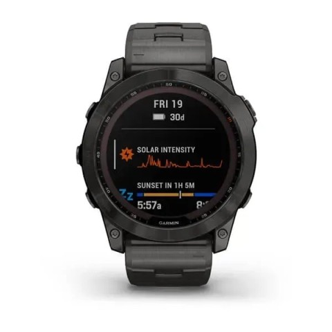 Смарт-годинник Garmin fenix 7X Sapphire Solar карбоново-сірий титановий DLC з титановим вентильованим браслетом