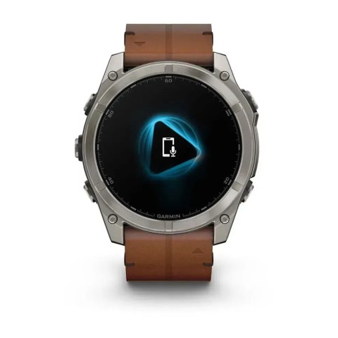 Смарт-годинник Garmin fenix 8 AMOLED (51 мм) Sapphire титановий з каштановим шкіряним ремінцем