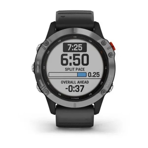 Смарт-часы Garmin fenix 6 Solar серебристые с черным ремешком