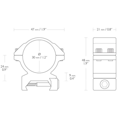 Кільця Hawke Match 30 мм Weaver, Medium, сплав