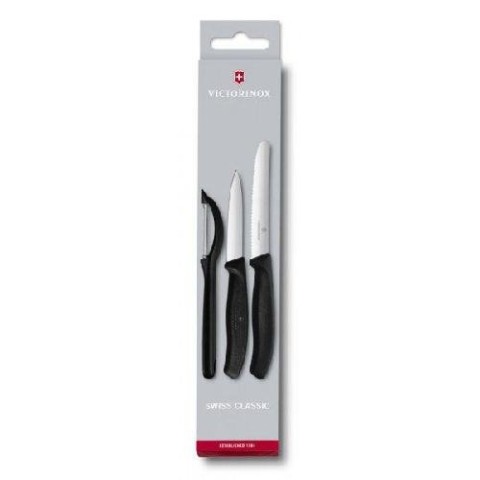 Набір кухонний Victorinox SwissClassic Paring Set 3шт з чорн. ручкою (2 ножа, овочечистка) у подар.упак.