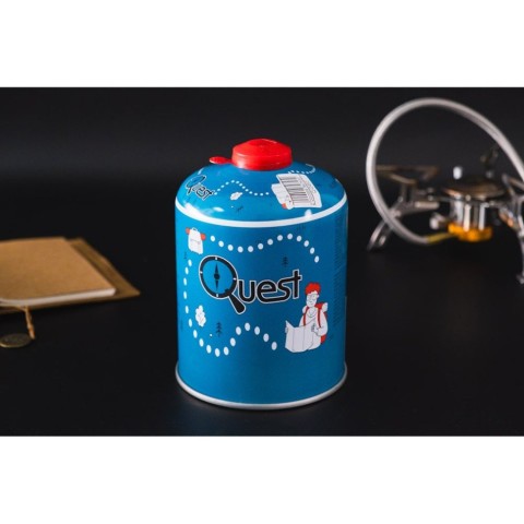 Набір Газовий пальник титановий BRS-3000T + Газовий балон різьбовий бутановий Quest, 450гр