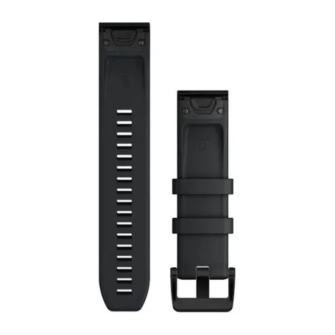 Ремешки для часов Garmin QuickFit 22 силиконовые, черные с черной стальной фурнитурой