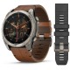 Смарт-годинник Garmin fenix 8 AMOLED (51 мм) Sapphire титановий з каштановим шкіряним ремінцем
