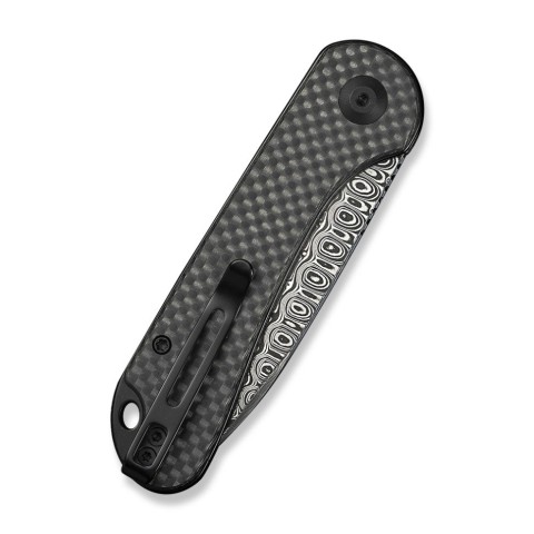 Ніж складаний кишеньковий Civivi Elementum Slip Joint, (7.5 см) Damascus / Carbon Fiber сірий