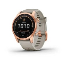 Смарт-годинник Garmin fenix 7S Solar рожево-золотистий зі світло-пісочним ремінцем