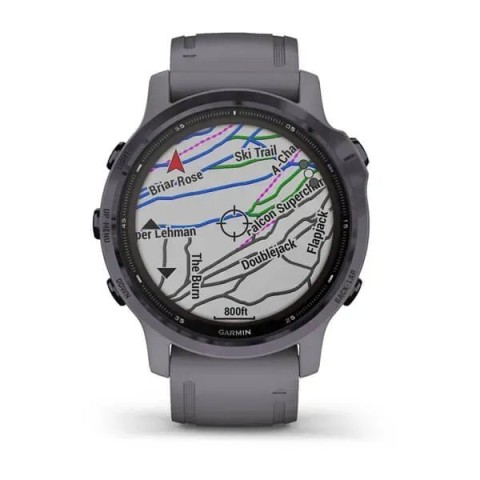 Смарт-часы Garmin fenix 6S Pro Solar Edition аметистово-стальные с серым замшевым ремешком