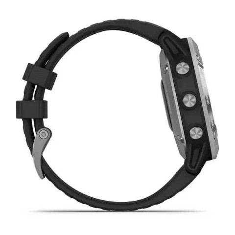 Смарт-часы Garmin fenix 6 Solar серебристые с черным ремешком