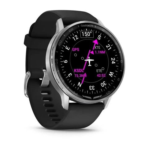 Смарт-годинник Garmin D2 Air X15 сріблястий з чорним силіконовим ремінцем