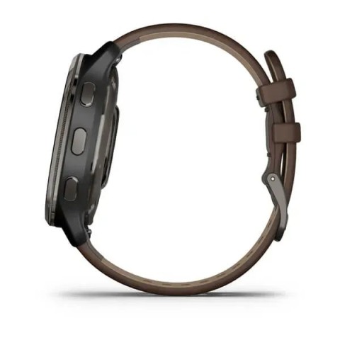 Смарт-годинник Garmin Venu 2 Plus графітовий з коричневим шкіряним ремінцем