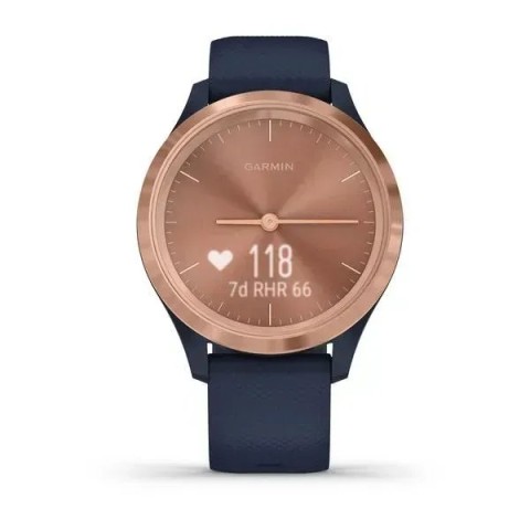 Смарт-часы Garmin vivomove 3S с розово-золотистым безелем и темно-синим ремешком