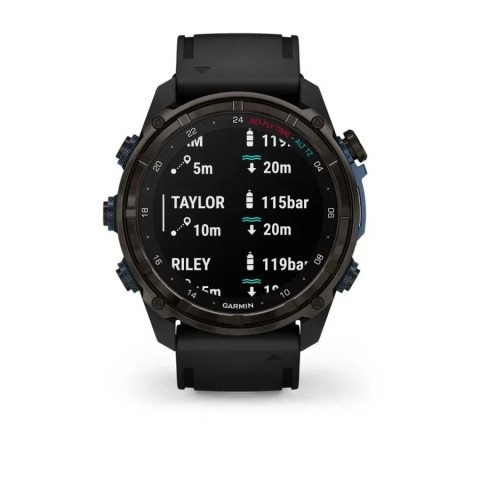 Смарт-годинник Garmin Descent Mk3i (51 мм) карбоново-сірий DLC титановий з чорним силіконовим ремінцем і Descent T2 Transceiver