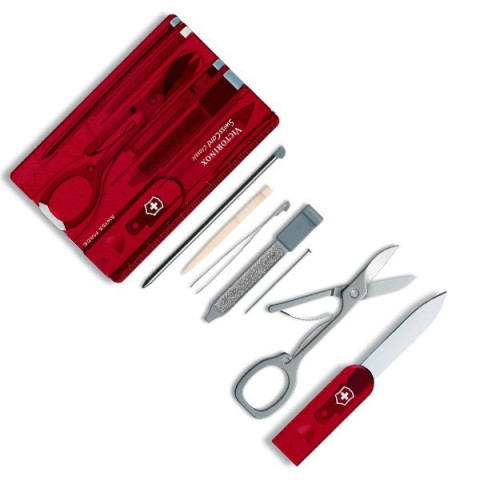 Ніж Victorinox Swisscard 82х54х4мм,10функ,черв.прозор