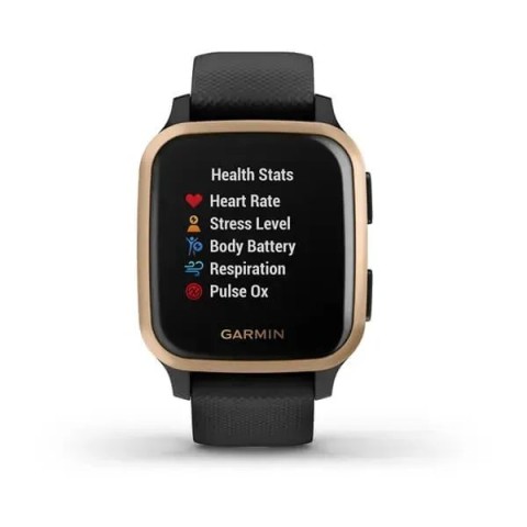 Смарт-часы Garmin Venu Sq Music Edition черные с розово-золотистым безелем