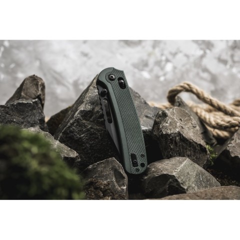 Ніж складаний туристичний Ganzo G768PT (8.8 см) D2 / G10 синьо-зелений, чорний клинок