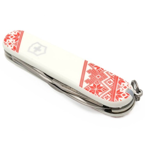 Ніж Victorinox Climber Ukraine 91мм,14функ,біл ,черв.Вишиванка,черв.Вишиванка