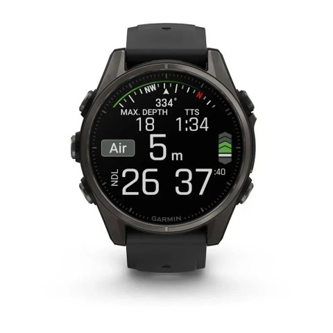 Смарт-годинник Garmin fenix 8 AMOLED (43 мм) Sapphire карбоново-сірий DLC титан чорний/гравійно-сірий