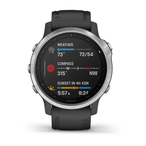 Смарт-годинник Garmin fenix 6S сріблястий з чорним ремінцем