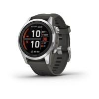 Смарт-часы Garmin fenix 7S Pro Solar Edition серебристые с ремешком графитового цвета