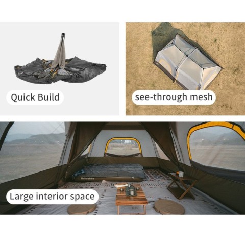 Намет восьмимісний Naturehike Cape 13.1 CNK2450WS050 з швидким розкриттям, сіро-коричневий