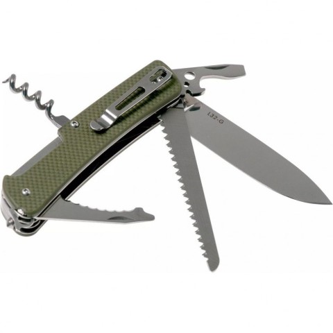 Багатофункціональний ніж Ruike Criterion L32, (8.5 см) 12C27 / G10 зелений, 13 інстр.