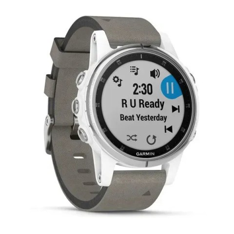 Смарт-годинник Garmin fenix 5S Plus Sapphire білий з сірим замшевим ремінцем