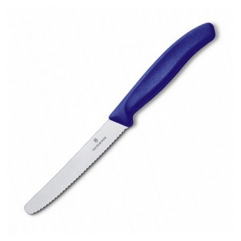 Кухонний ніж Victorinox SwissClassic Tomato&Sausage лезо 11см хвил. з син. ручкою