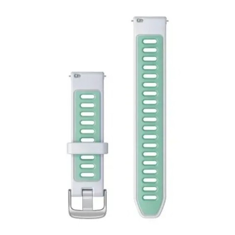 Швидкозмінні ремінці Garmin (18 мм) силіконові, білі/бірюзові із срібною фурнітурою