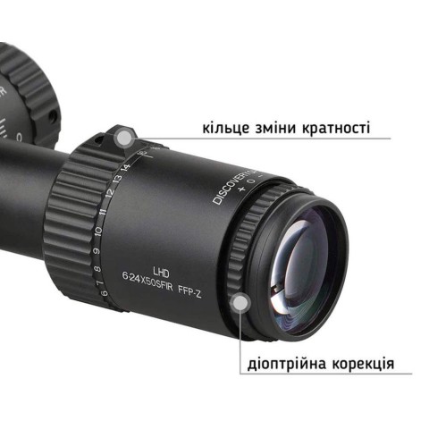 Приціл Discovery Optics LHD 6-24X50SFIR FFP-Z MRAD Reticle 30mm підсвічування (230105)