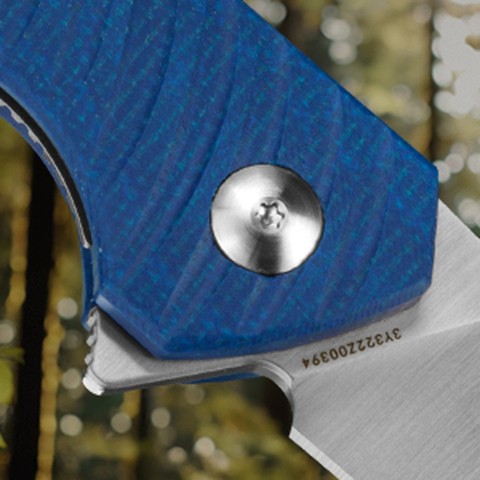 Ніж складаний туристичний Ruike P122-ME, (9.2 см) 14C28N / мікарта синій