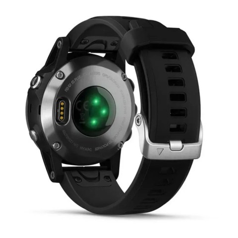 Смарт-часы Garmin fenix 5S Plus серебристо-черные с черным ремешком