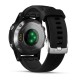 Смарт-часы Garmin fenix 5S Plus серебристо-черные с черным ремешком