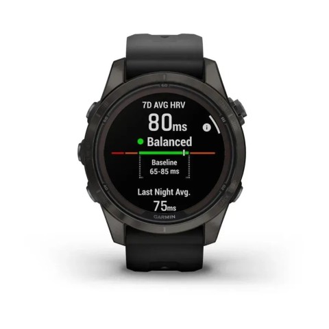 Смарт-годинник Garmin fenix 7S Pro Sapphire Solar Edition карбоново-сірий титановий DLC з чорним ремінцем