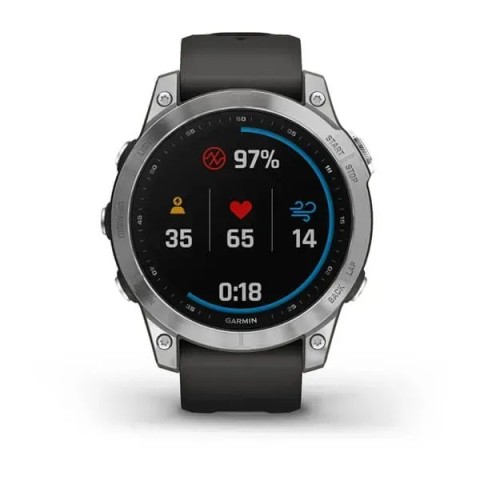 Смарт-годинник Garmin fenix 7 сріблястий з ремінцем графітового кольору