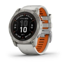 Смарт-часы Garmin fenix 7X Pro Sapphire Solar Edition титановые с туманно-серым/темно-оранжевым ремешком