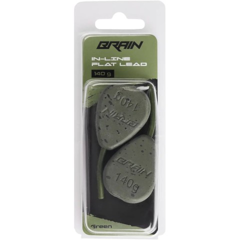 Грузило Brain In-Line Flat Lead 140g 2шт/уп green