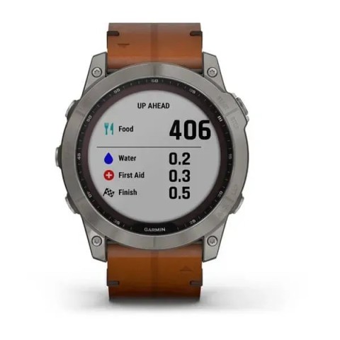 Смарт-часы Garmin fenix 7X Sapphire Solar титановые с каштановым кожаным ремешком