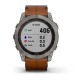 Смарт-часы Garmin fenix 7X Sapphire Solar титановые с каштановым кожаным ремешком