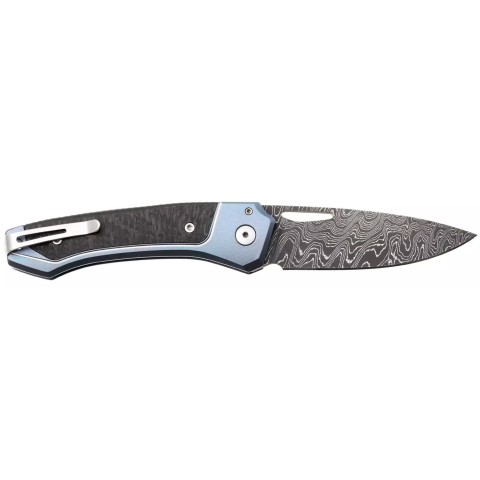 Нож Lionsteel Twain Damascus, Titanium / Carbon fiber blue