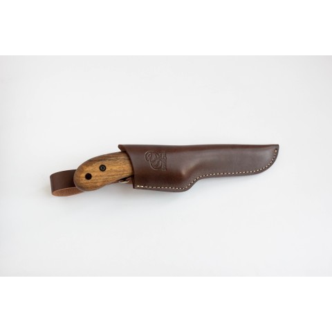 BSH 2 Ніж Bushcraft із вуглецевої сталі з горіховою ручкою зі шкіряною оболонкою