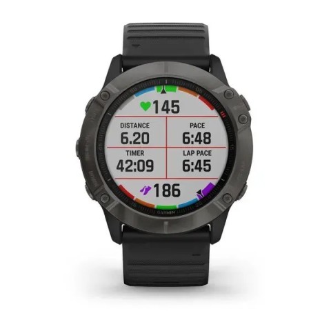 Смарт-часы Garmin fenix 6X Sapphire Edition серые DLC с черным ремешком