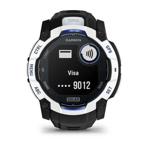 Смарт-годинник Garmin Instinct 3 (50 мм) Solar білий камінь/чорний/синя блискавка