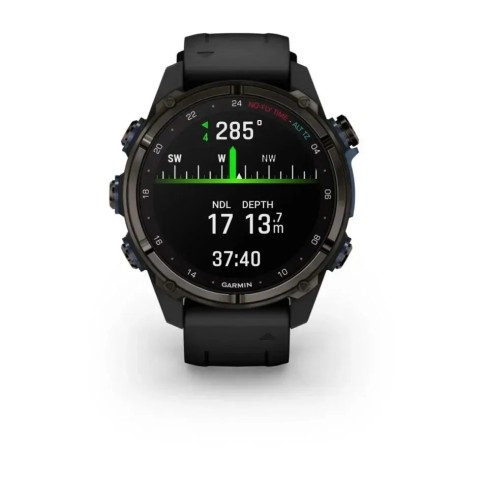Смарт-годинник Garmin Descent Mk3i (43 мм) карбоново-сірий DLC титановий з чорним силіконовим ремінцем