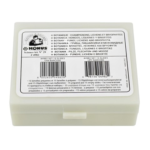 Набір мікропрепаратів KONUS Ботаніка: Гриби, лишайники і мох (15 шт.)