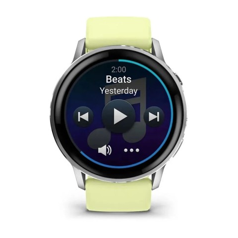 Смарт-часы Garmin Venu 4 (45 мм) серебристый с цитроновым силиконовым ремешком