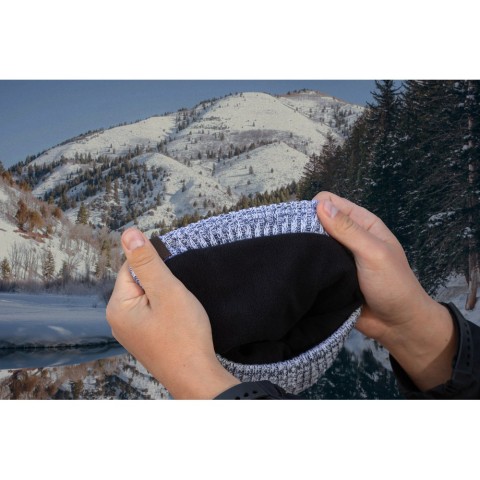 Водонепроникна шапка Dexshell Heathered Rib Knit Beanie, onesize (56-58 см), біло-сіра