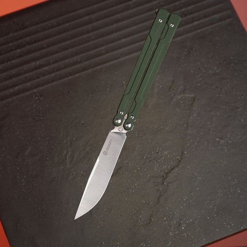 Нiж метелик (балiсонг) Ganzo G766 (8.9 см) 440С / G10 зелений