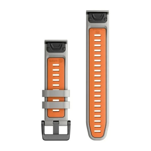 Ремінці для годинника Garmin QuickFit 22 силіконові, туманно-сірі/помаранчеві