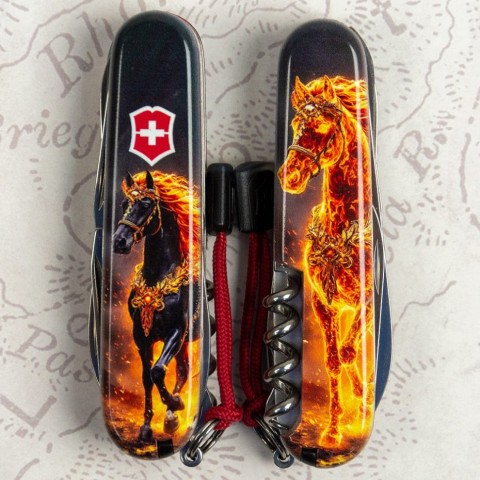 Складаний ніж Victorinox HUNTSMAN ZODIAC Золотий кінь 1.3713.Z5220pk