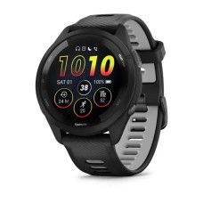 Смарт-годинник Garmin Forerunner 265 з чорними безелем і корпусом та чорним/сірим силіконовим ремінцем